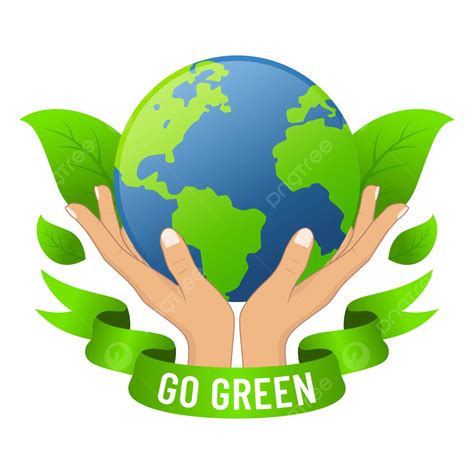 Go Green With Hands Holding Earth And Leaves Vector Go Green Hands