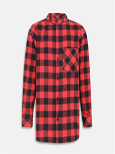 Buy Oxolloxo Boys Red And Black Regular Fit Checked Formal Shirt Shirts