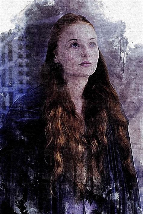 Game Of Thrones Season Sophie Turner Tv Shows Long Hair Mixed Media By