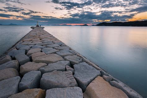 Wallpaper Sunset Sea Bay Lake Water Rock Nature Shore