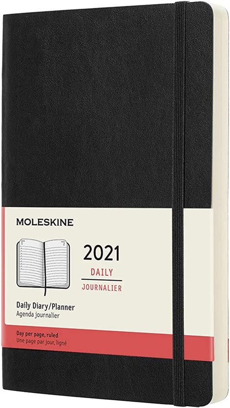 moleskine 12 month daily planner 2021 daily diary 2021 soft cover and elastic closure large