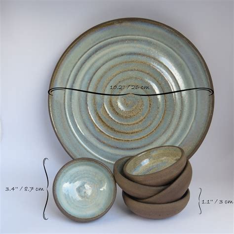 Big Ceramic Plate And Bowls Set Set Of Five Ceramic Handmade Etsy