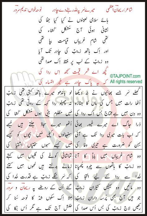 Mere Sar Pe Lillah Nadeem Sarwar Lyrics In Urdu And Roman Urdu