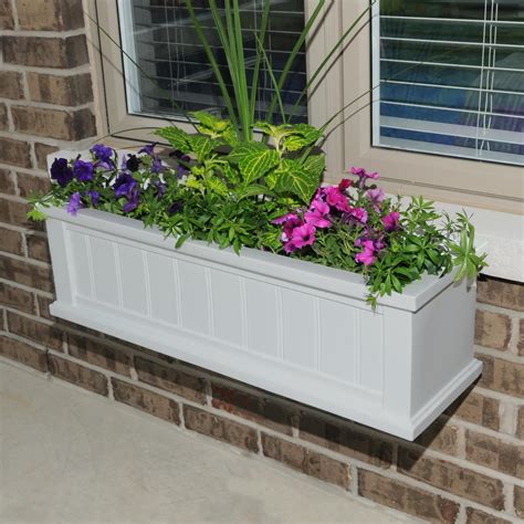 You will want to put smaller window boxes on small windows, and larger window boxes on larger windows. Mayne 11 in. x 48 in. White Cape Cod Window Box-4841-W ...