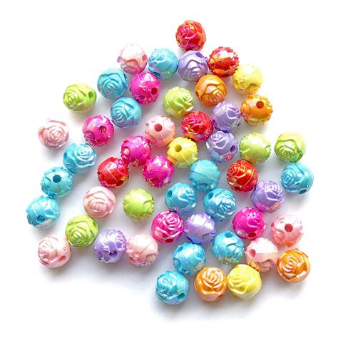 Rose Beads Multi Color Acrylic Plastic Rose Beads 8mm Rose Beads