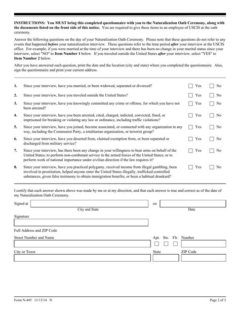 Uscis Form N 445 Fill Out Sign Online And Download Fillable Pdf