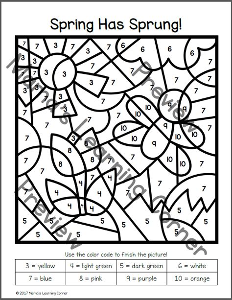 ️color By Number Spring Coloring Pages Free Download