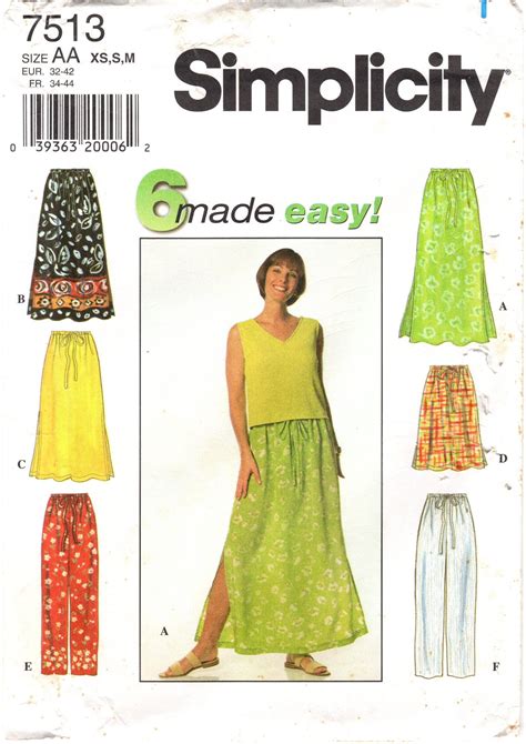 7513 Misses Skirts Pants 6 Easy Looks Simplicity Sz Xs S M By