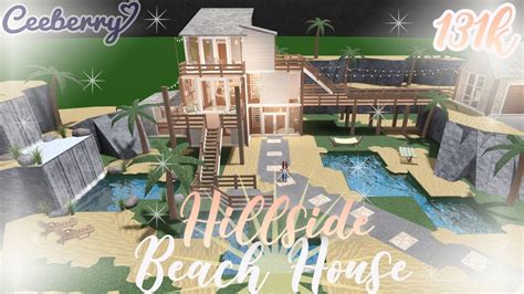 Bloxburg Hillside Beach House K Speed Build Youtube Beach House Interior Beach House
