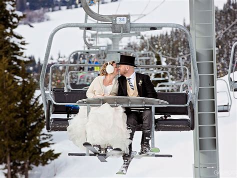 Bride And Groom Hit The Slopes After Wedding Ceremony For Quiet Moment