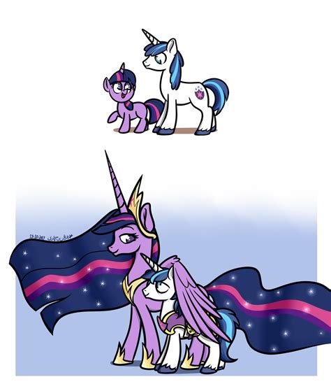 Princess Twilight Shining Armor And Twilight Sparkle Drawn By