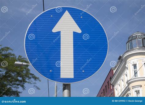 One Way Traffic Sign Stock Photo Image Of Forward White 88129992