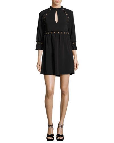 Rachel Zoe Ursula Laced Cady Dress Black Lace Dress With Sleeves