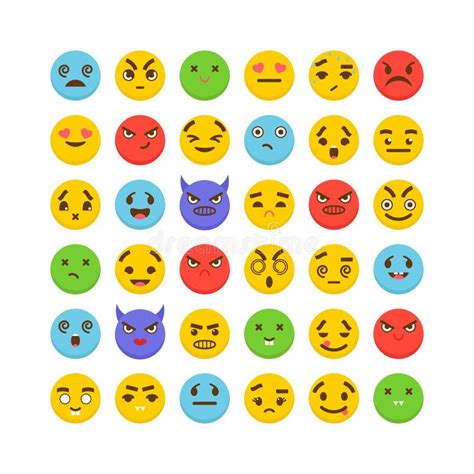 Conjunto De Emoticons Iconos Lindos Del Emoji Diseño Plano Avatars