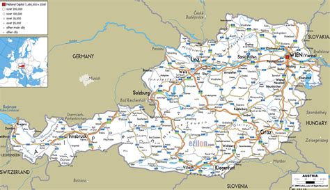 Large Detailed Roads Map Of Austria With All Cities And Airports
