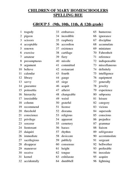 6th Grade Sight Words Printable 15 Best Images Of 6th Grade Spelling