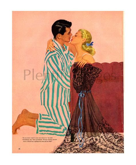 1950s Couple Vintage Magazine Illustration Color Illustration 1950