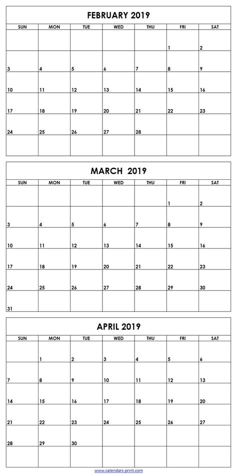 Free Printable 3 Month Calendar Template

