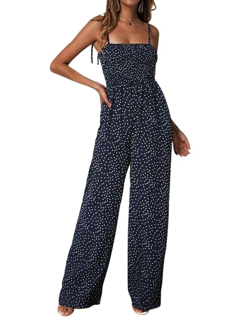 Polka Dot Jumpsuit For Women Sexy Spaghetti Strap Sleeveless Evening