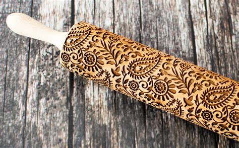 Paisley Pattern Embossing Rolling Pin Cookies Decorating Roller
