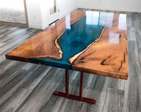 Clear Epoxy Resin Conference Table Top Sea Beach Series With Diy Decors