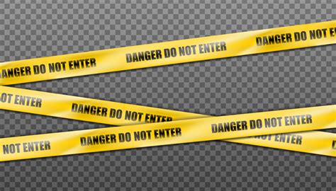 D Realistic Vector Hazard Yellow Striped Ribbon Caution Tape Of