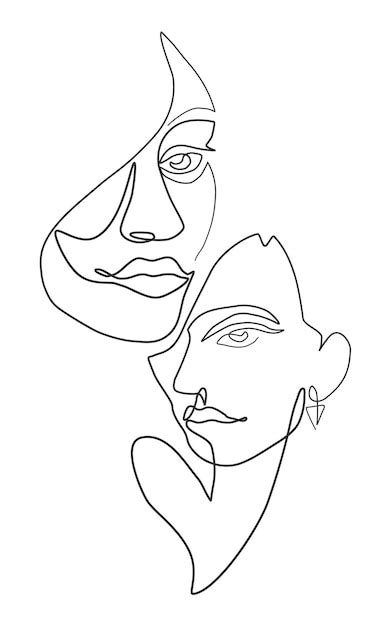 Premium Vector Vector Illustration One Line Face Minimalist Continuous Linear Sketch Woman Face