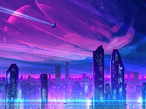 1600x1200 A Neon City 1600x1200 Resolution Hd 4k Wallpapers Images