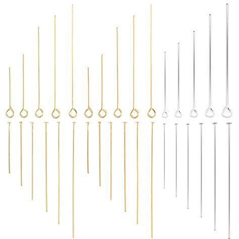 100pcs Lot 20 30 40mm Real Gold Plated Eye Pins Flat Head Pins For Diy Earring