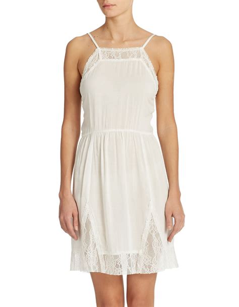 Free People Lace Inset Slip Dress In White Lyst
