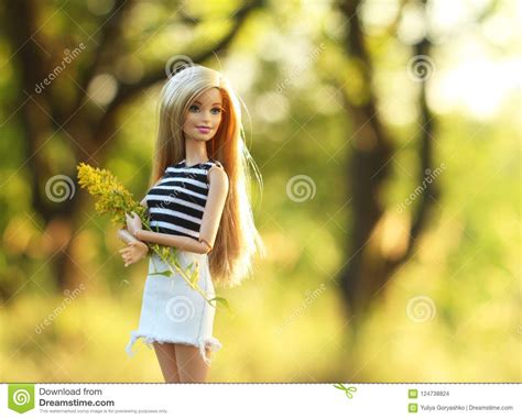 a beautiful barbie with white hair stylish doll editorial photo 113947383