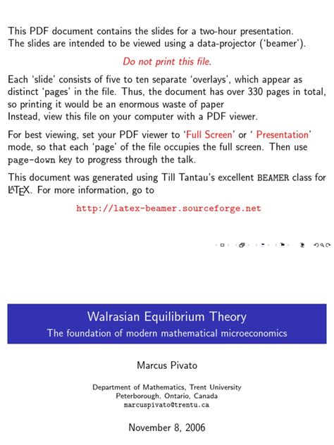 A 330 Page Pdf Presentation On Walrasian Equilibrium Theory