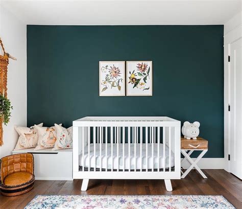 Nursery With Green Accent Wall In 2020 Green Accent Walls