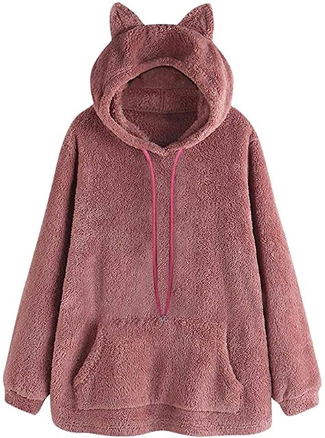 Buy Oversized Hoodie For Womensoft Fuzzy Fleece Sweatshirt Cute Cat