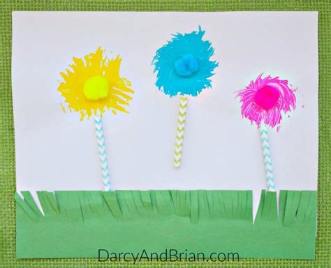 Lorax Truffula Tree Craft Fun Fork Painting For Kids