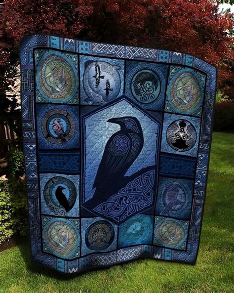 Raven Premium Quilt Blanket Celtic Art Raven Quilt Art