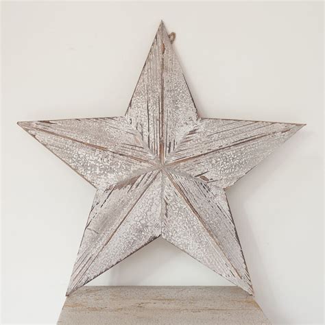 Wooden Barn Stars With Distressed White Paint Finish Decorative