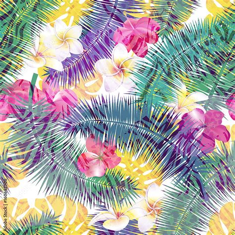 Beautiful Seamless Vector Floral Summer Pattern Backgrounds With