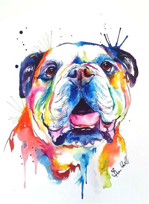 Bulldog Art English Bulldog Art Bulldog Art Watercolor Dog