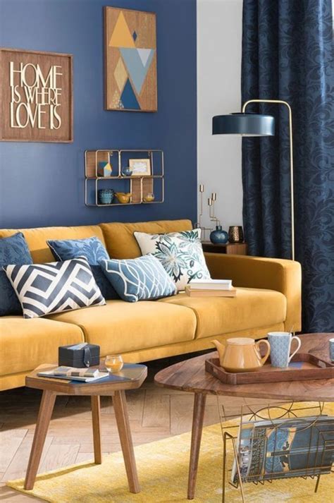 Mustard And Navy Blue Living Room Information