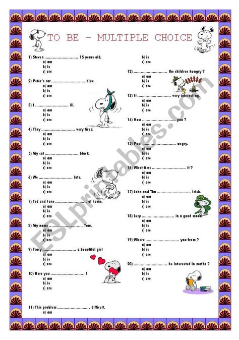 BE SIMPLE PRESENT MULTIPLE CHOICE ESL Worksheet By Missgerry