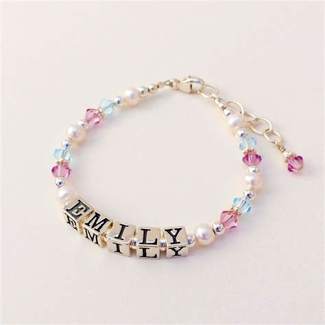 Baby Bracelet Personalized Pearl Name Bracelet Childrens Jewelry
