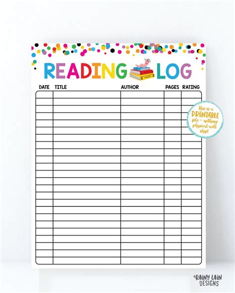 Printable Book Log Personal Use Only See Printable Terms Of Use For Full