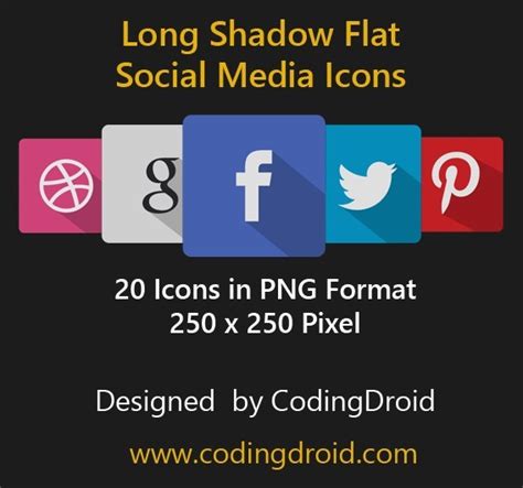 Free 20 Long Shadow Flat Social Media Icons Titanui