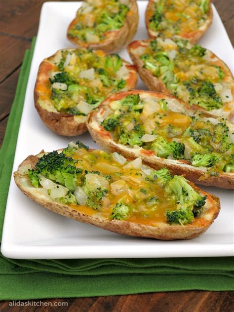 Broccoli Cheddar Stuffed Potato Skins Sundaysupper Alidas Kitchen