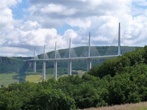 View Of Millau Suspension Bridge In France Editorial Photography