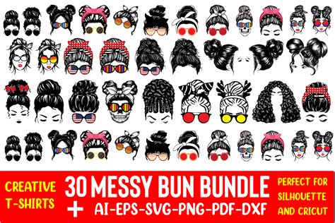 Messy Bun Svg Bundle Graphic By Creative T Shirts · Creative Fabrica