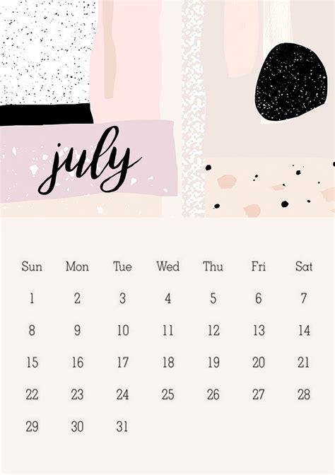 July 2018 Calendars Calendar Wallpaper Pink Aesthetic Wallpaper