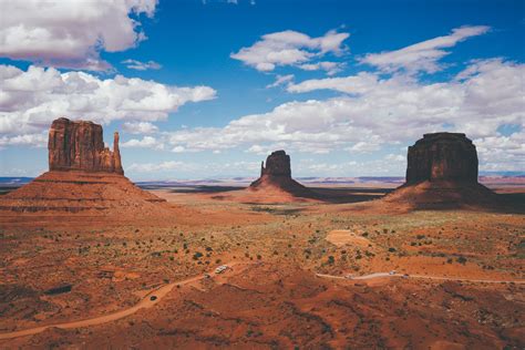Aerial Drone Shot Of Red Deserts Of Oljato Monument Valley Surreal