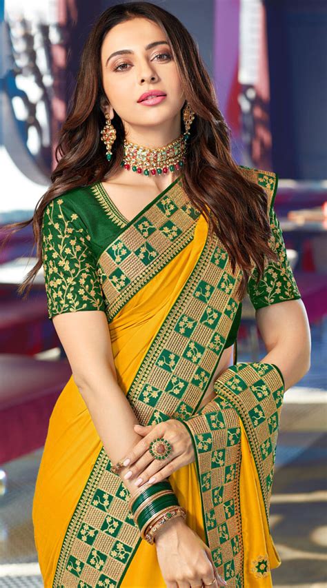 yellow contrast blouse saree lo200103 in 2020 contrast blouse saree bollywood saree